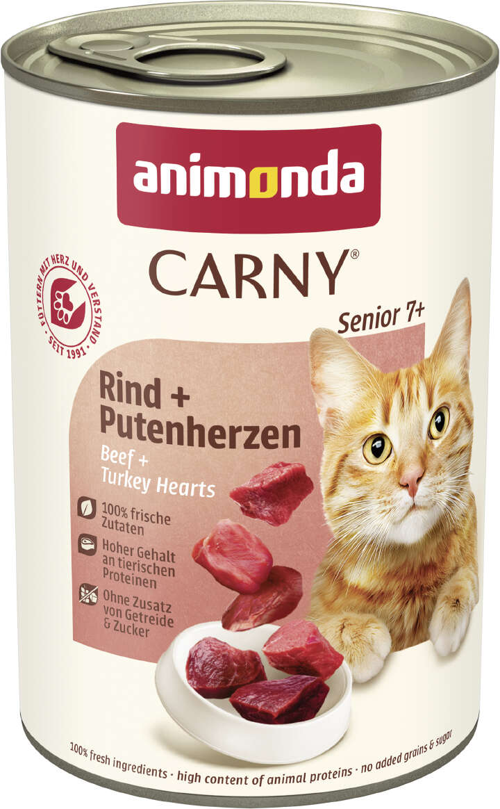 animonda Katzen-Nassfutter Senior Rind + Putenherzen